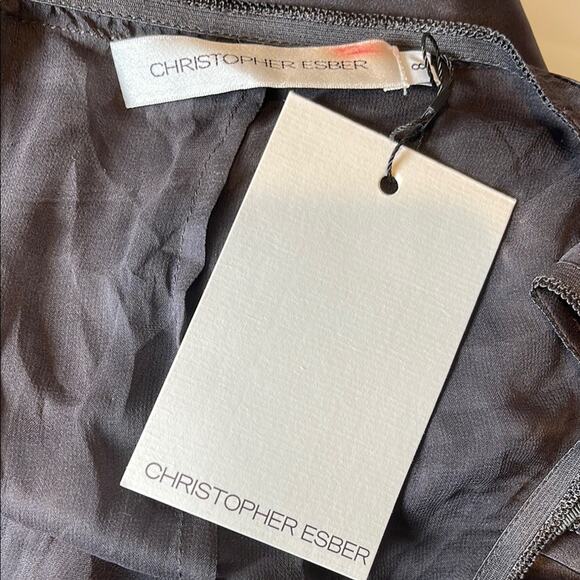 Christopher Esber Cowl Lingerie Silk Charcoal Black Maxi Skirt Size 4 - Picture 7 of 8